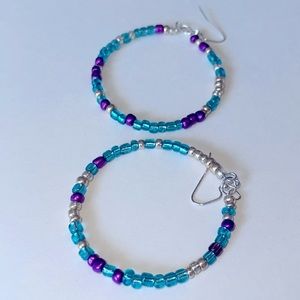 Beaded hoop earrings handmade nickel free